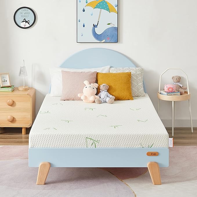 5 Inch Twin Memory Foam Mattress in a Box for Kids with Breathable Bamboo Cover, Medium Firm Gel Mattress for Bunk Bed, Trundle Bed, CertiPUR-US Certified